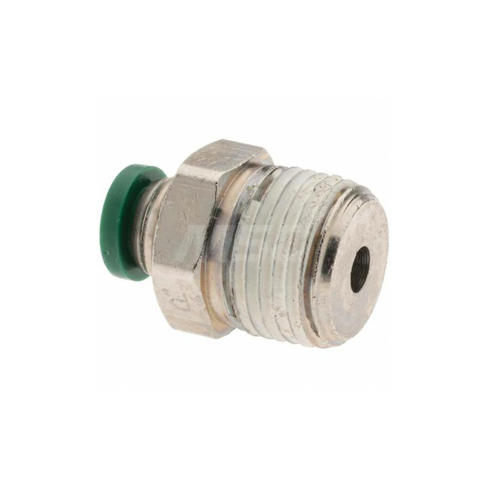 Parker Push-to-Connect Tube x MNPT x Tube x Male Fitting: Connector, NPTF, 1/4" OD - 12513