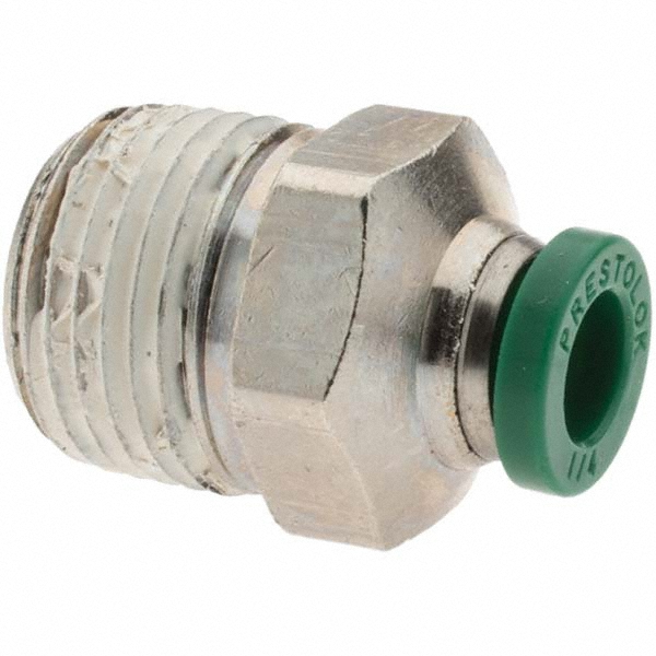 Parker Push-to-Connect Tube x MNPT x Tube x Male Fitting: Connector, NPTF, 1/4" OD - 12513