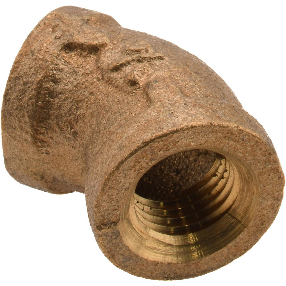 Merit Brass Brass Pipe 45 ° Elbow: 1" Fitting, Threaded, FNPT x FNPT, Class 125 - X102-16