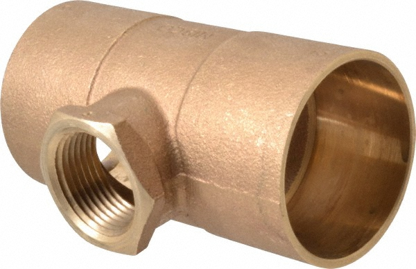NIBCO Cast Copper Pipe Tee: 1/2" x 1/2" x 1/4" Fitting, C x C x F, Pressure Fitting - B145900