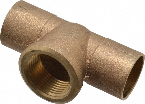 NIBCO Cast Copper Pipe Tee: 1/2" x 1/2" x 1/4" Fitting, C x C x F, Pressure Fitting - B145900