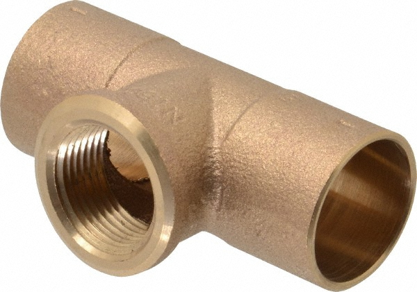 NIBCO Cast Copper Pipe Tee: 1/2" x 1/2" x 1/4" Fitting, C x C x F, Pressure Fitting - B145900