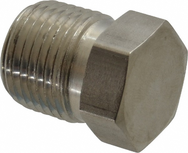 Made in USA Pipe Hex Plug: 1/2", 316 Stainless Steel - P-1/2-HP