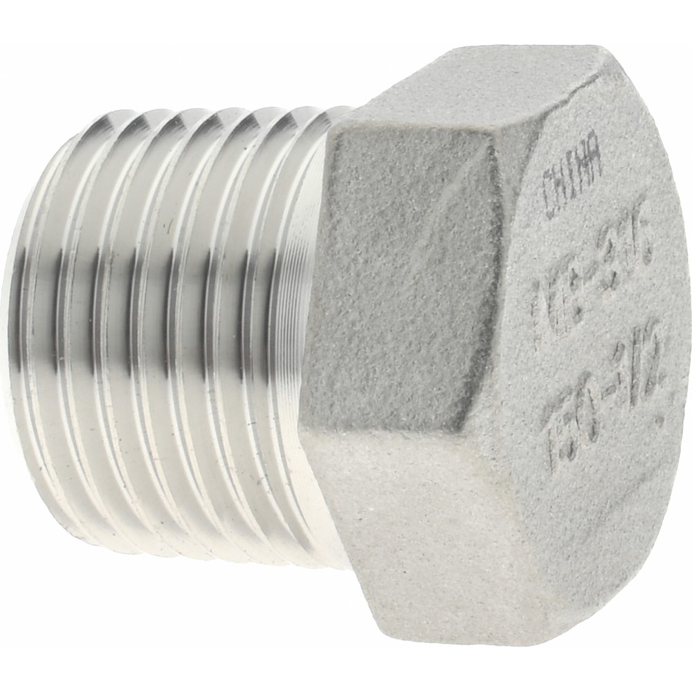 Made in USA Pipe Hex Plug: 1/2", 316 Stainless Steel - P-1/2-HP
