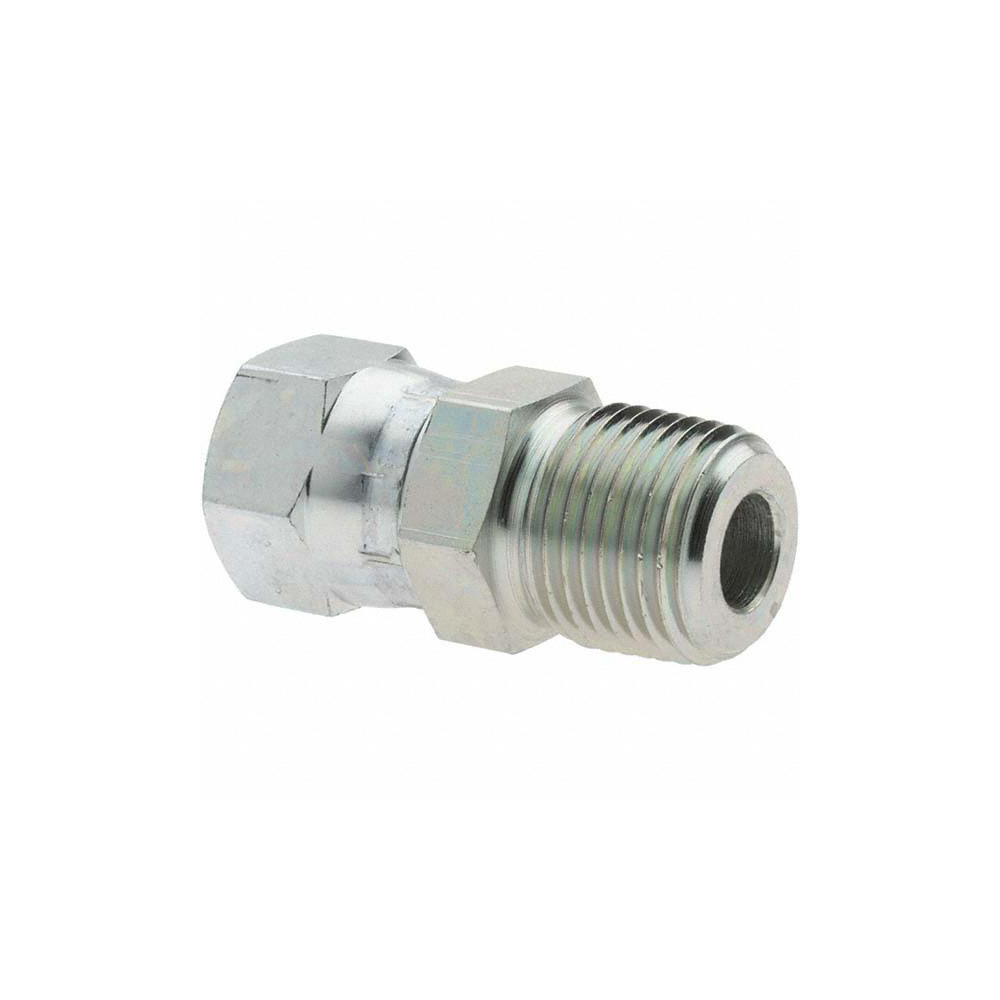 Parker Steel Flared Tube Connector: 1/2" OD, 1/2-14 Thread, 37 deg Flared Angle - KP24541