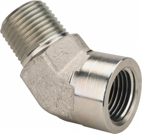 Parker Industrial Pipe 45 ° Street Elbow: 3/4" Female Thread, 3/4" Male Thread, MNPTF x FNPTF - 3/4 CD45-S