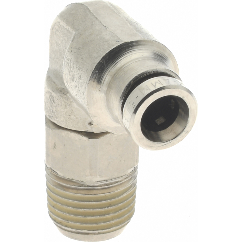 Norgren Push-to-Connect Tube x Male x Tube x Male BSPT Fitting: 90 deg Swivel Elbow Adapter, BSPT, 4.00 mm OD - 101470418