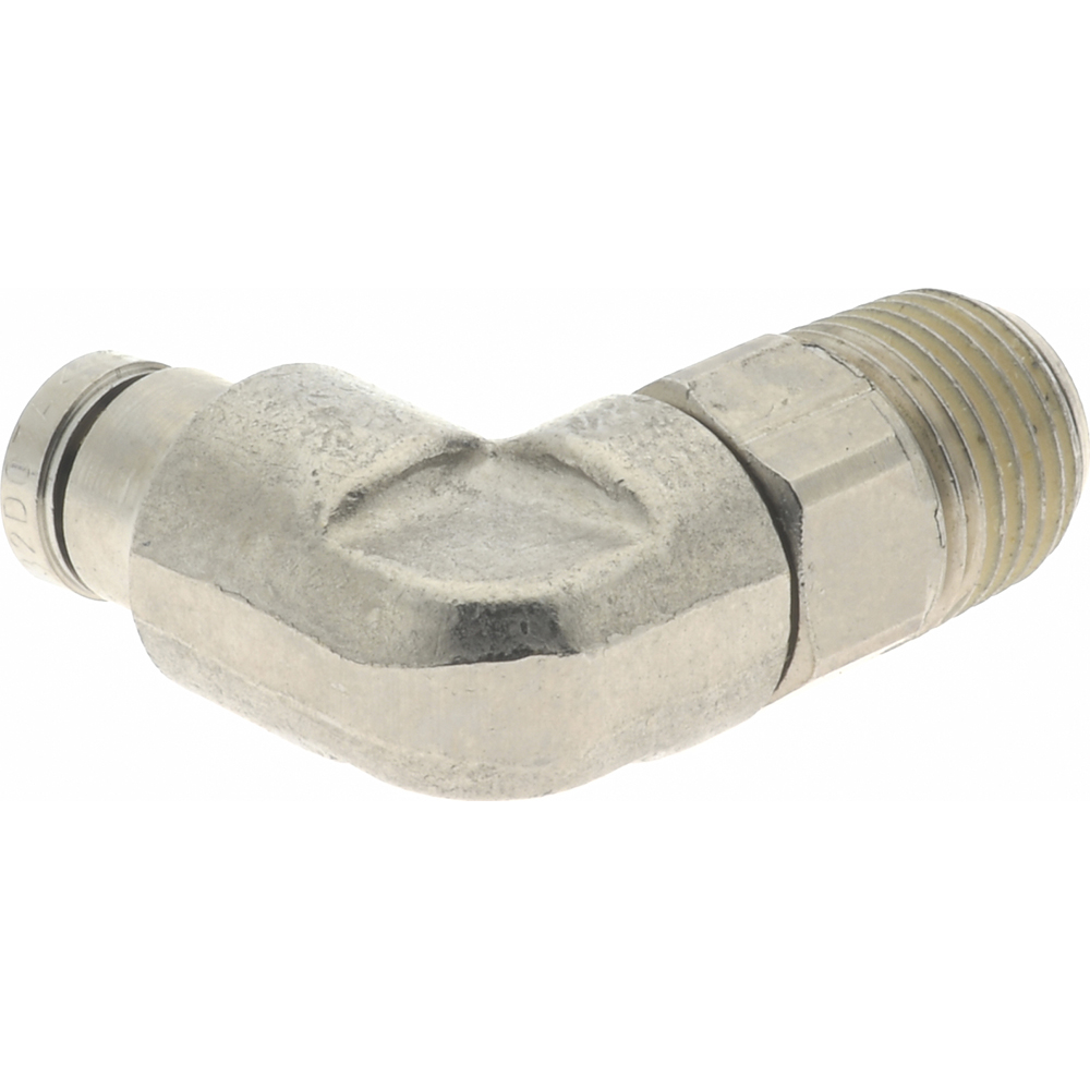 Norgren Push-to-Connect Tube x Male x Tube x Male BSPT Fitting: 90 deg Swivel Elbow Adapter, BSPT, 4.00 mm OD - 101470418