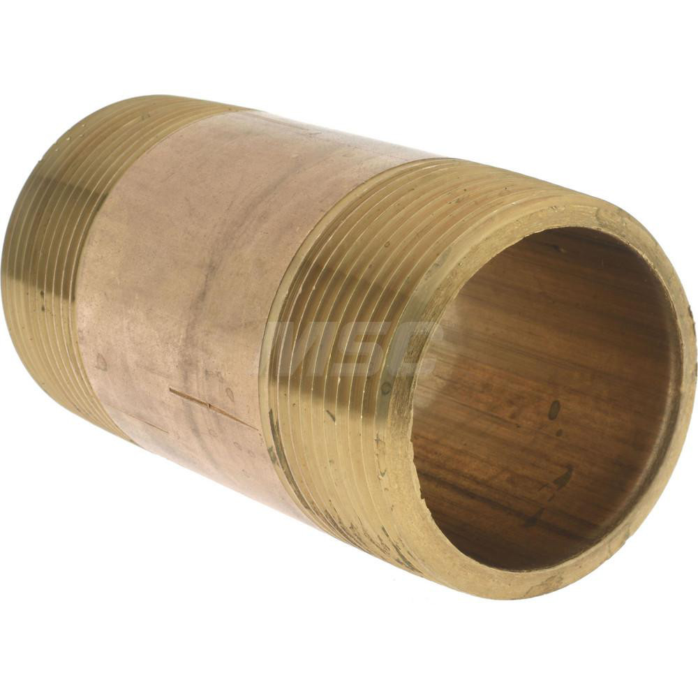 Merit Brass Brass Pipe Nipple: Threaded on Both Ends, 3-1/2" OAL, 1-1/2" NPT - 2124-350