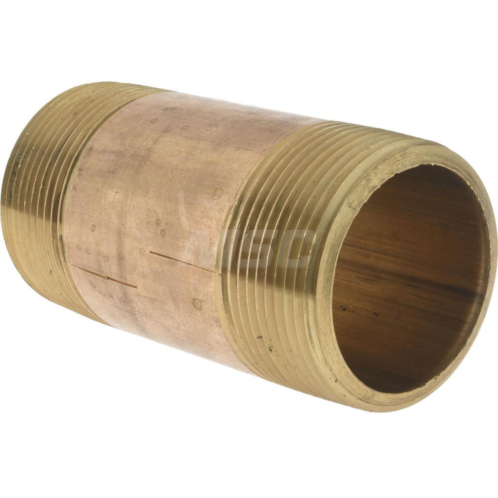 Merit Brass Brass Pipe Nipple: Threaded on Both Ends, 3-1/2" OAL, 1-1/2" NPT - 2124-350