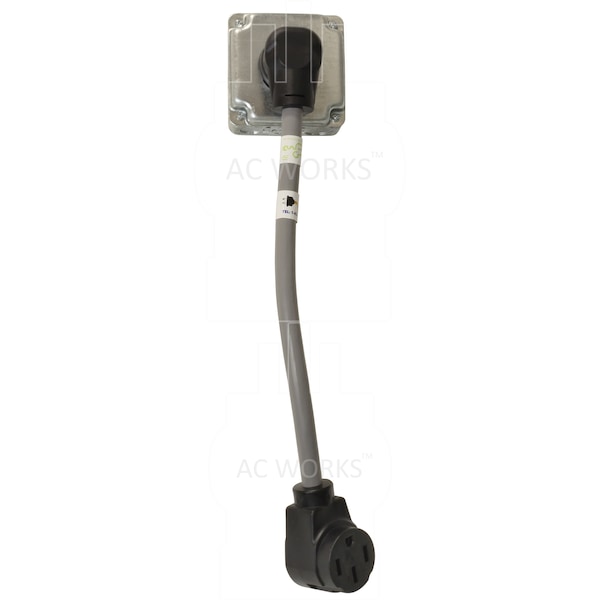 Ac Works 1.5FT 30A 4-Prong Plug NEMA 14-30P to NEMA 14-50R 50A 125/250V Connector - EV1430MS-018