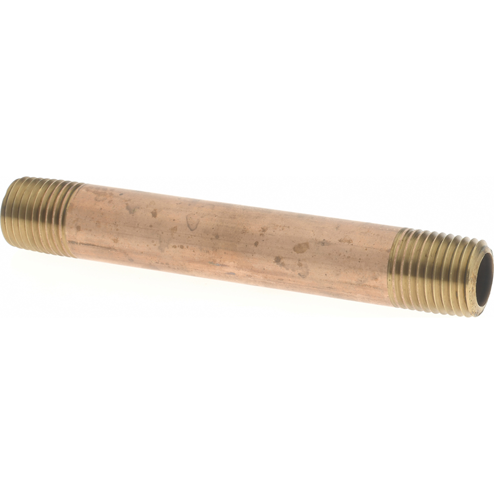 Merit Brass Brass Pipe Nipple: Threaded on Both Ends, 8" OAL, 1/4" NPT - 2104-800