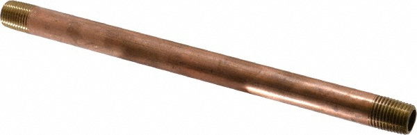Merit Brass Brass Pipe Nipple: Threaded on Both Ends, 8" OAL, 1/4" NPT - 2104-800
