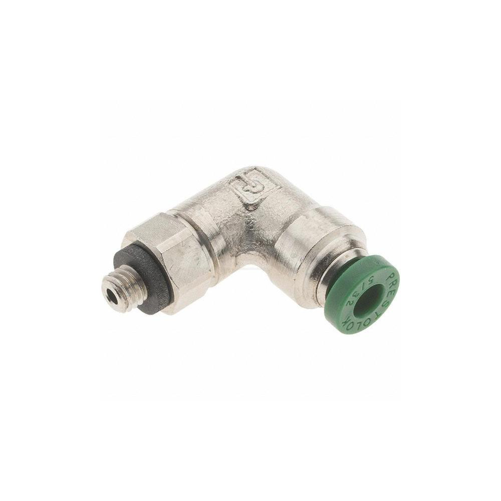 Parker Push-to-Connect Tube x Male x Tube x Male UNF Fitting: Swivel Elbow, #10-32 Thread, UNF, 5/32" OD - -12541-1