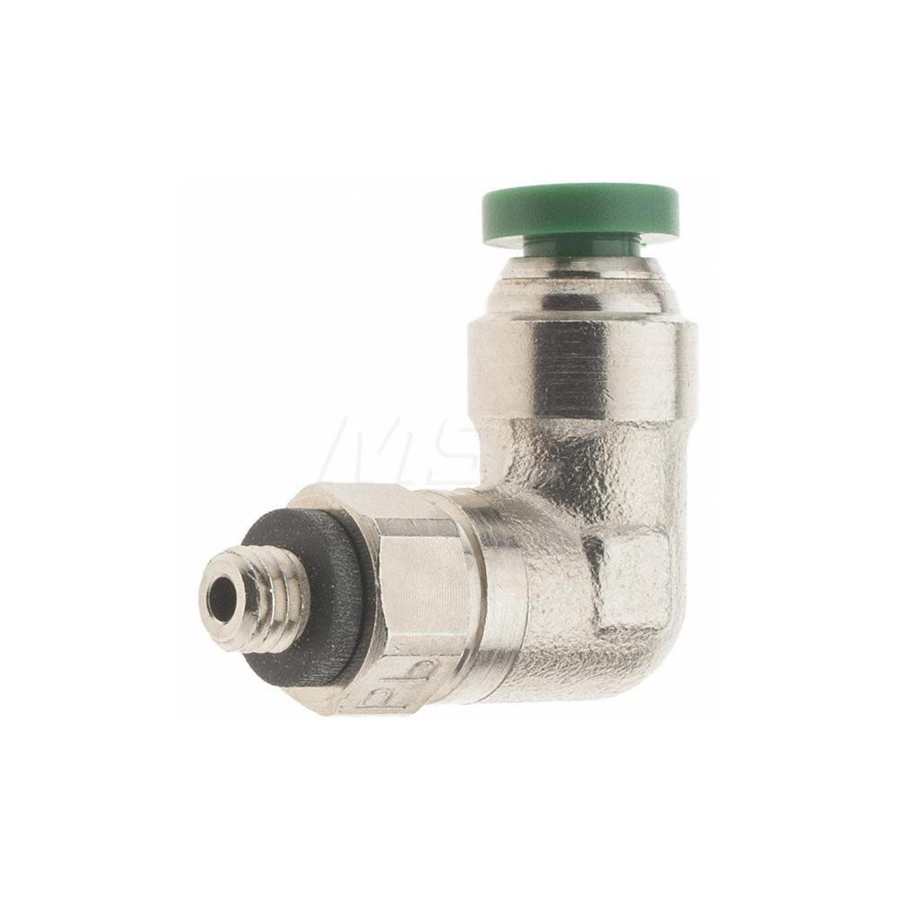 Parker Push-to-Connect Tube x Male x Tube x Male UNF Fitting: Swivel Elbow, #10-32 Thread, UNF, 5/32" OD - -12541-1
