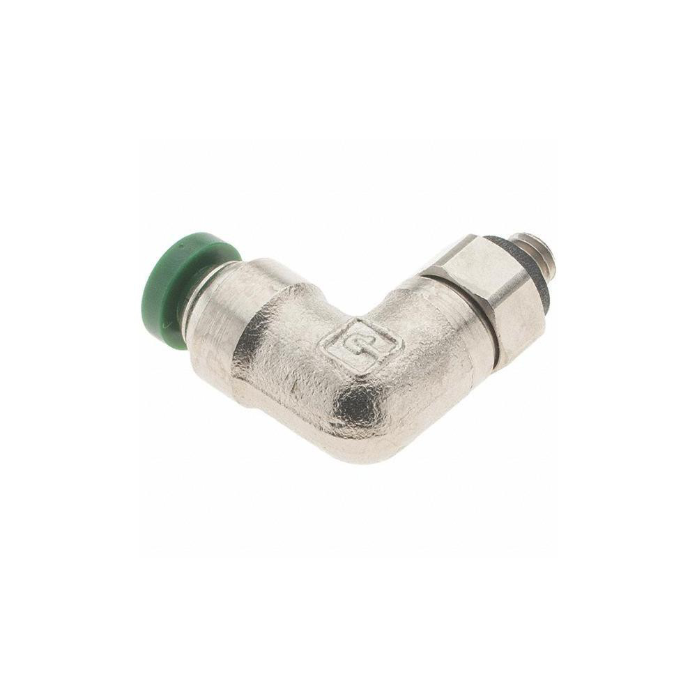 Parker Push-to-Connect Tube x Male x Tube x Male UNF Fitting: Swivel Elbow, #10-32 Thread, UNF, 5/32" OD - -12541-1
