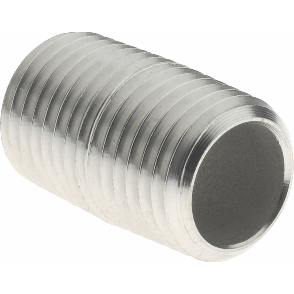 Merit Brass Stainless Steel Pipe Nipple: 1/4" Pipe, Grade 304 & 304L - 4004-001