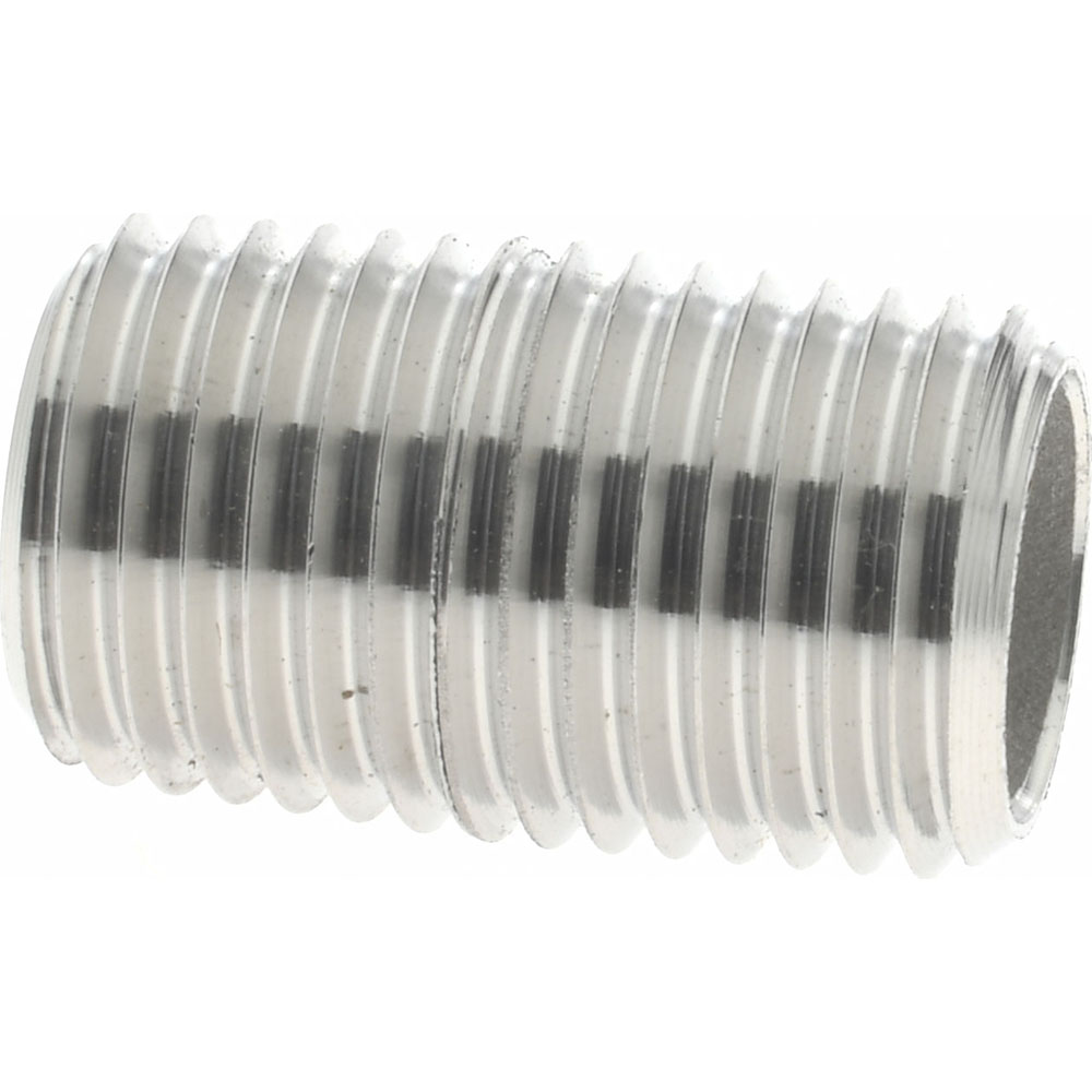 Merit Brass Stainless Steel Pipe Nipple: 1/4" Pipe, Grade 304 & 304L - 4004-001