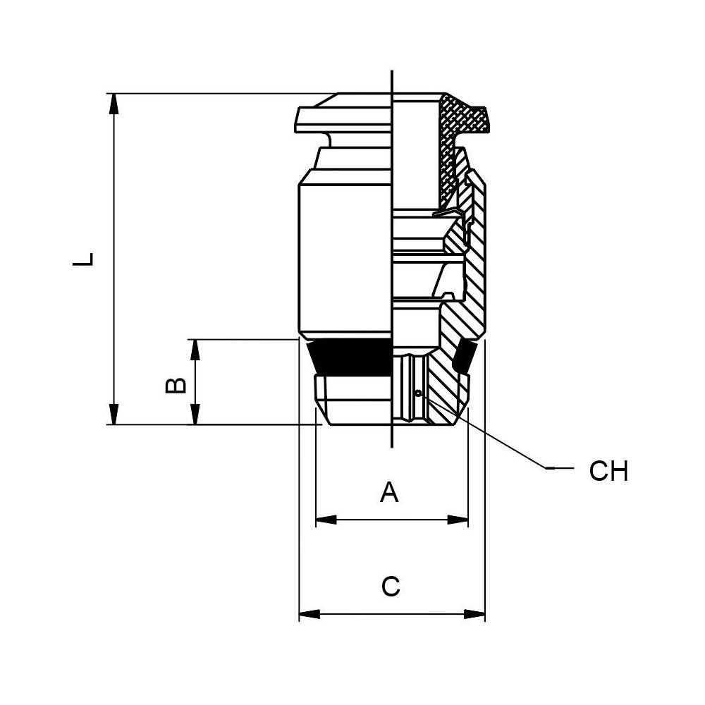 Aignep USA Push-to-Connect Tube x Universal Thread Fitting: Straight with Internal Hex, Universal, 8.00 mm OD - 50010N-8-1/8