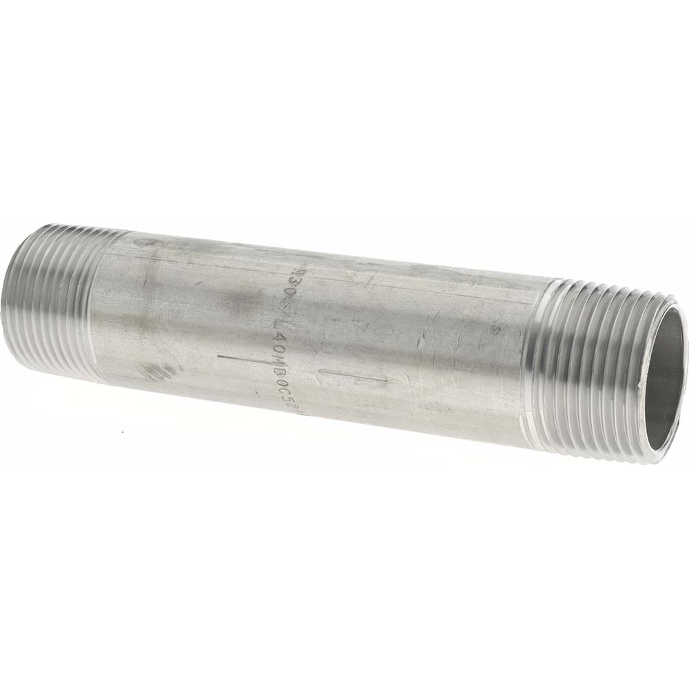 Merit Brass Stainless Steel Pipe Nipple: 1" Pipe, Grade 304 & 304L - 4016-550