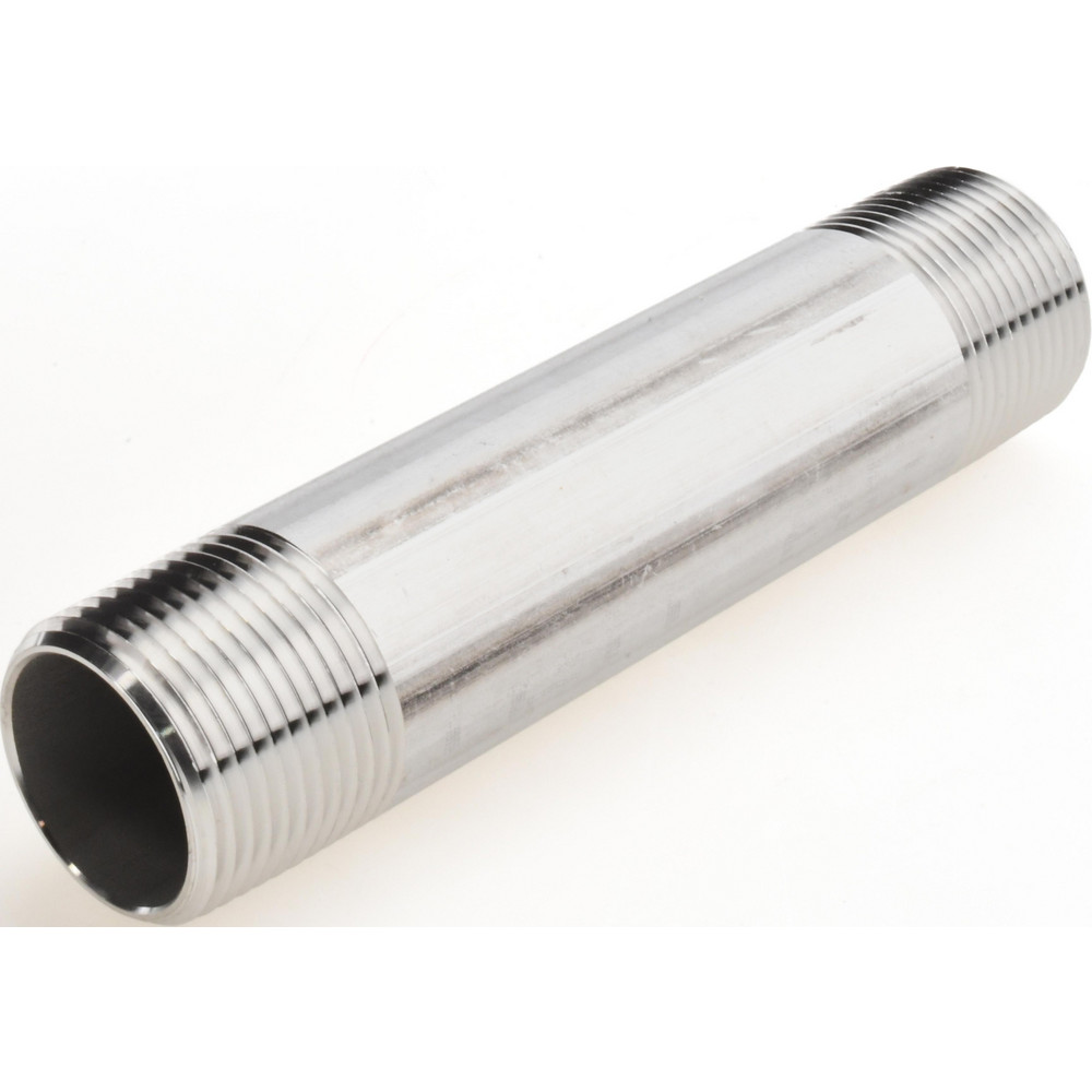Merit Brass Stainless Steel Pipe Nipple: 1" Pipe, Grade 304 & 304L - 4016-550