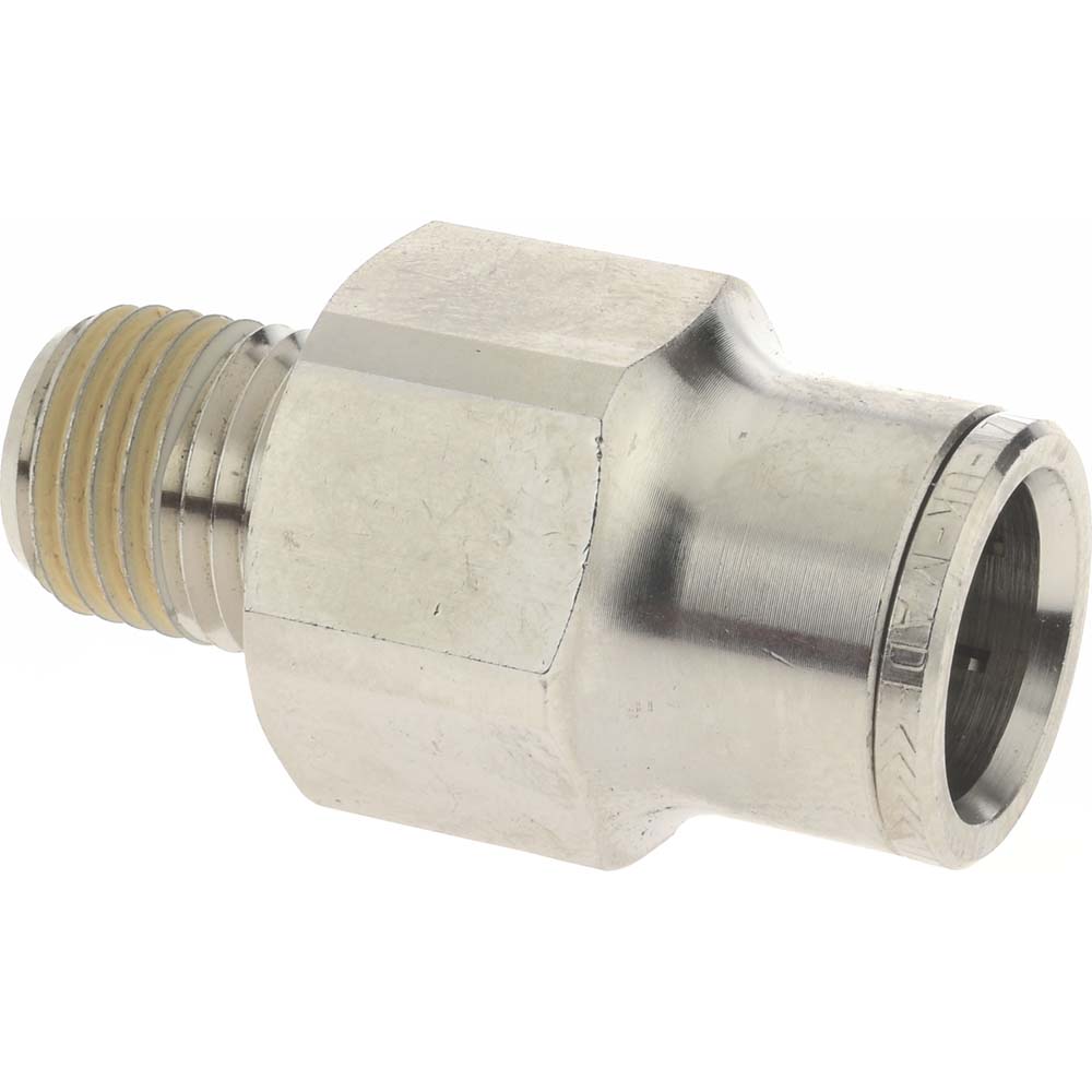 Norgren Push-to-Connect Tube x MNPT x Tube x Male Fitting: Adapter, NPTF, 1/8" OD - 124250118