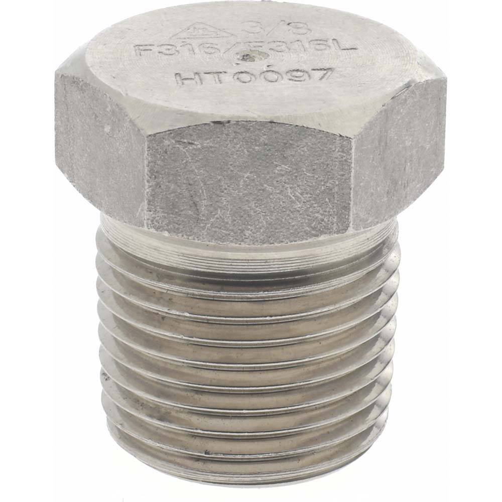 Merit Brass Pipe Hex Plug: 3/8", 316 & 316L Stainless Steel - 3617HD-06