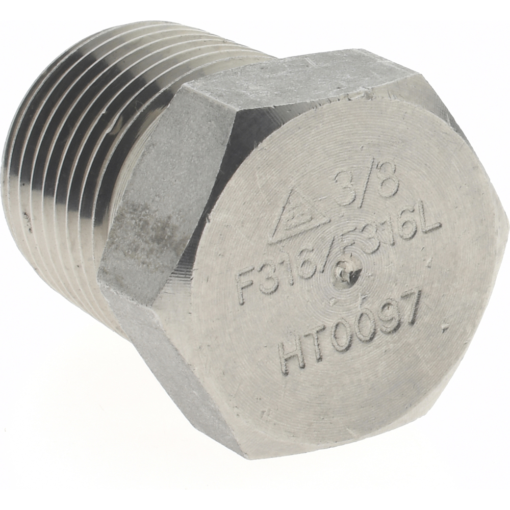 Merit Brass Pipe Hex Plug: 3/8", 316 & 316L Stainless Steel - 3617HD-06
