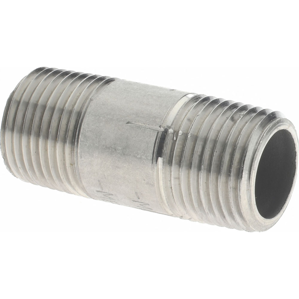 Merit Brass Stainless Steel Pipe Nipple: 3/8" Pipe, Grade 304 & 304L - 4006-150