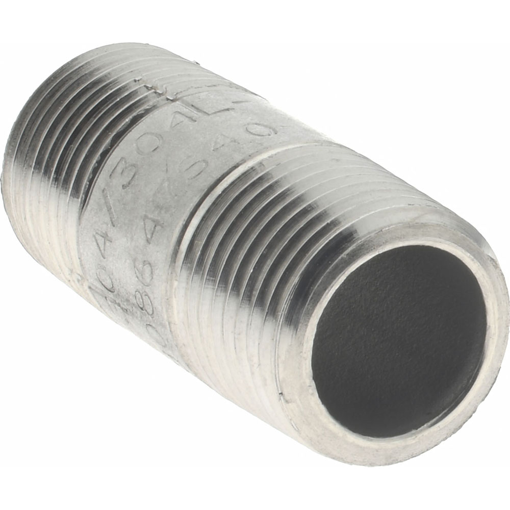 Merit Brass Stainless Steel Pipe Nipple: 3/8" Pipe, Grade 304 & 304L - 4006-150