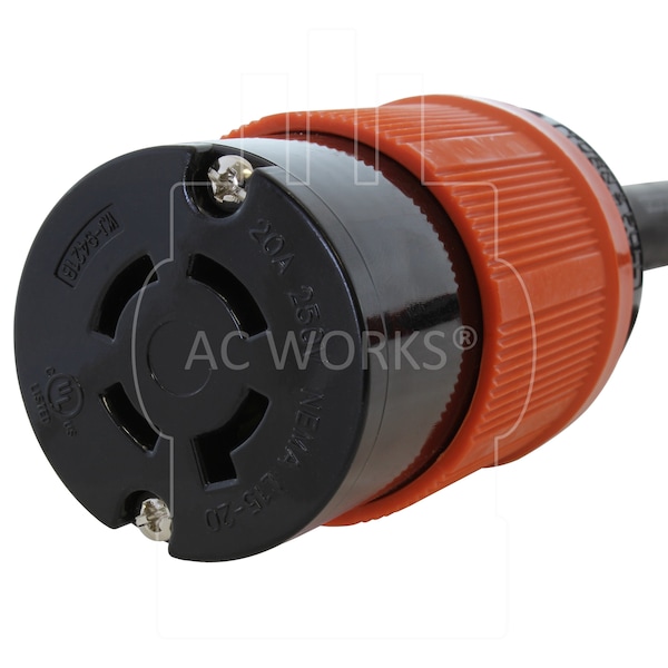 Ac Works 1.5ft 3-Phase 30A 250V L15-30P 4-Prong Plug to L15-20R Locking 3-Phase 20A 250V Connector - L1530L1520-018