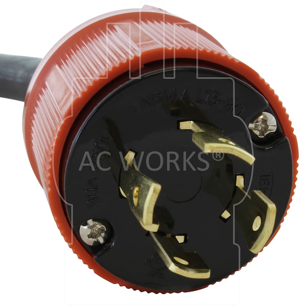 Ac Works 1.5ft 3-Phase 30A 250V L15-30P 4-Prong Plug to L15-20R Locking 3-Phase 20A 250V Connector - L1530L1520-018
