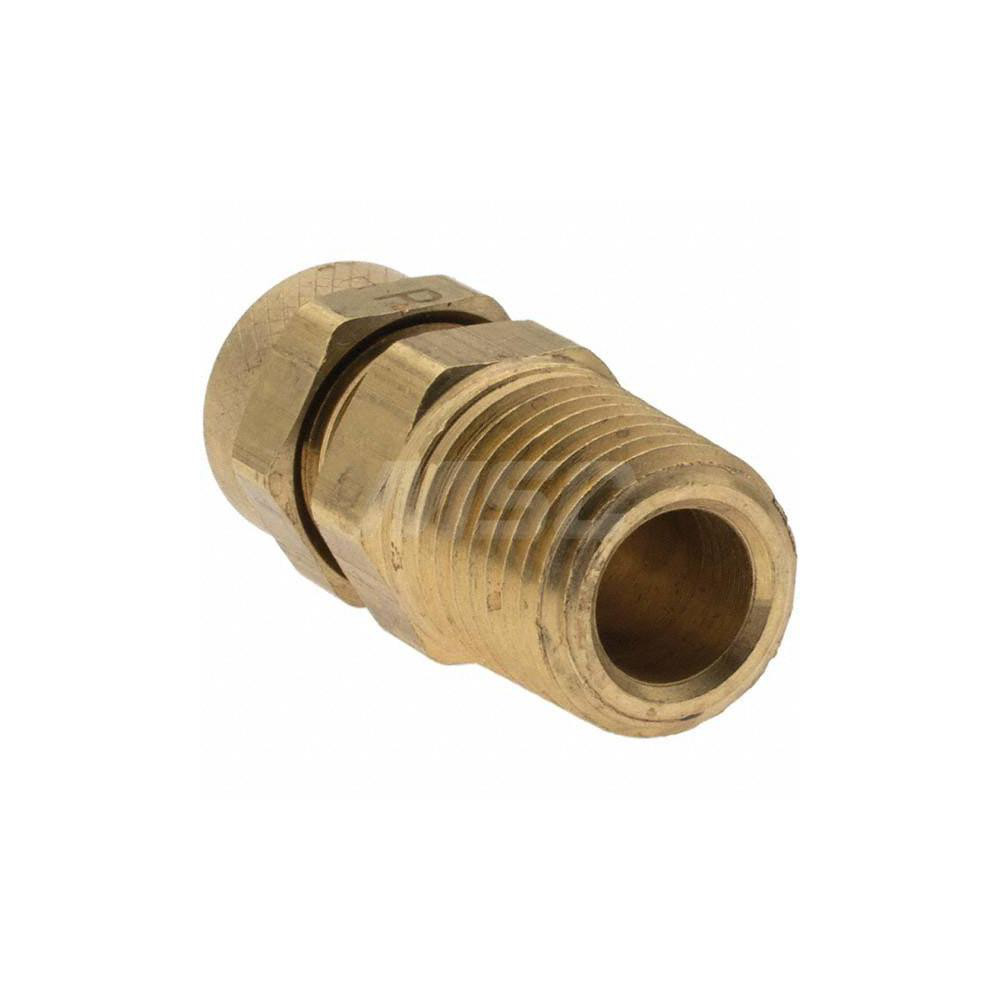 Parker Compression Tube Connector: 1/4-18, 3/8" Tube OD, Compression x MNPT - 11426