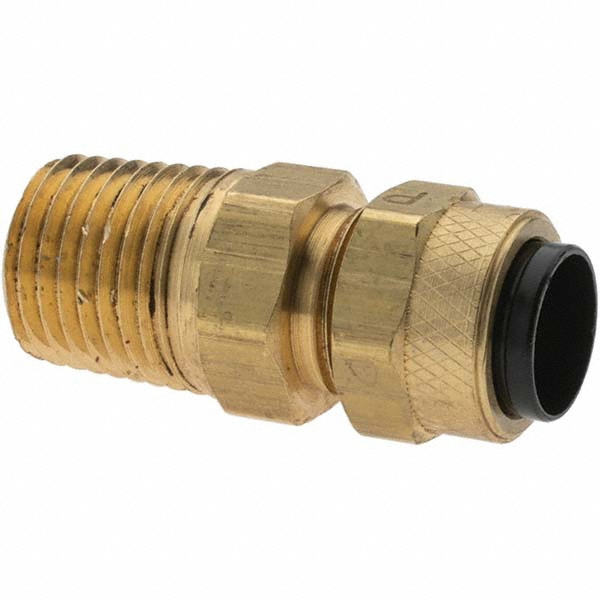 Parker Compression Tube Connector: 1/4-18, 3/8" Tube OD, Compression x MNPT - 11426