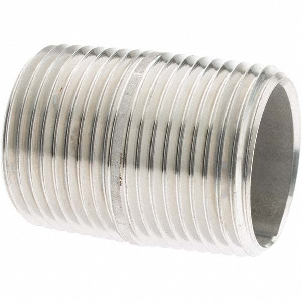 Merit Brass Stainless Steel Pipe Nipple: 3" Pipe, Grade 316 & 316L - 6048-400