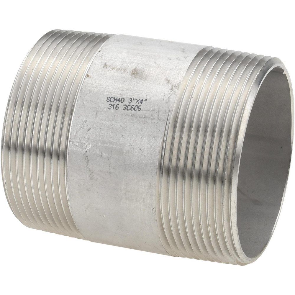 Merit Brass Stainless Steel Pipe Nipple: 3" Pipe, Grade 316 & 316L - 6048-400