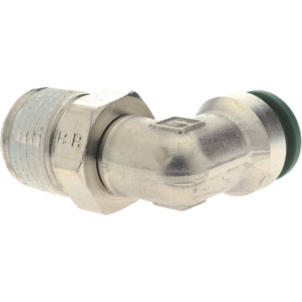 Parker Push-to-Connect Push-to-Connect x Male NPTF Fitting: 90 deg Swivel Elbow, 1/2 Thread, NPTF, 1/2" OD - W169PLP-8-8