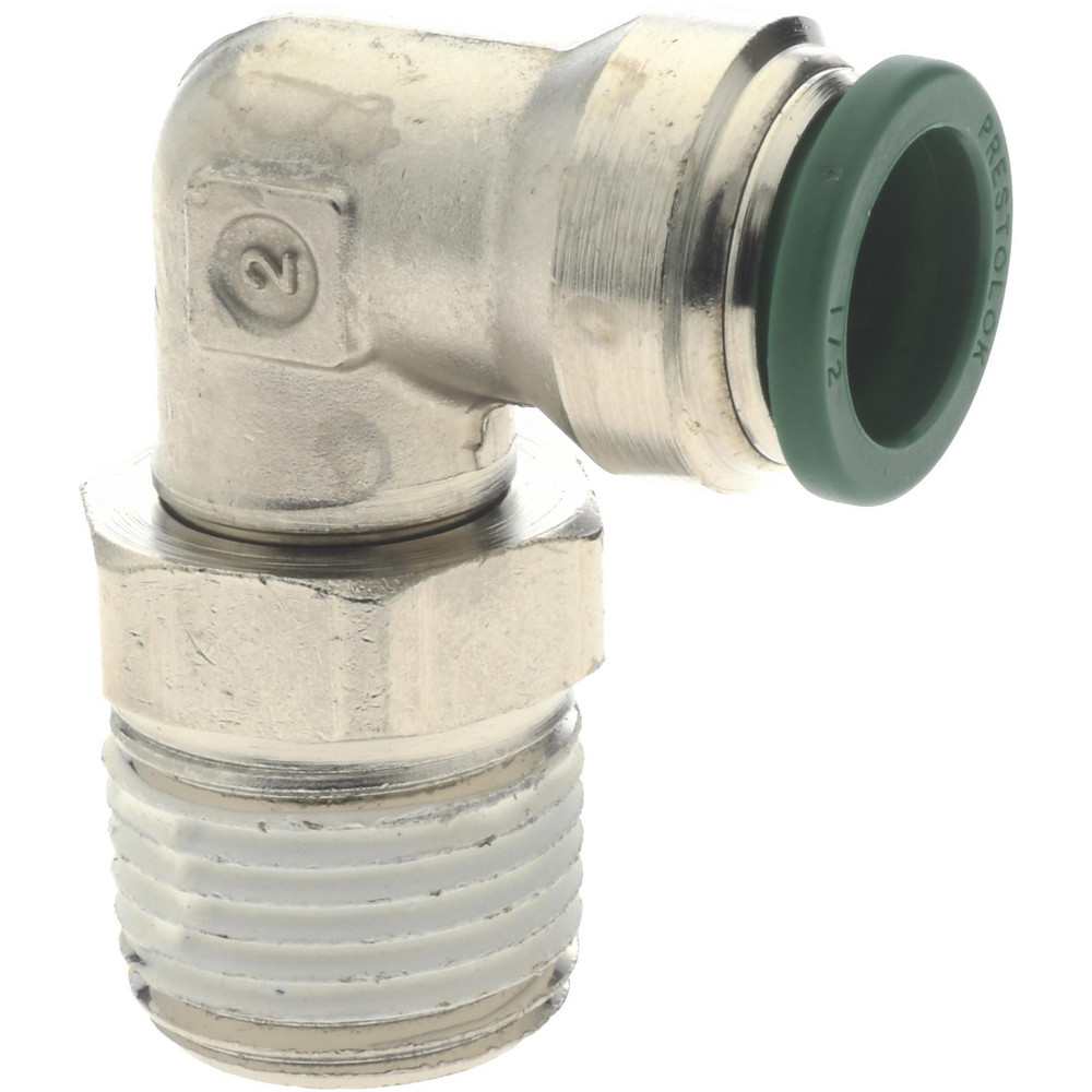Parker Push-to-Connect Push-to-Connect x Male NPTF Fitting: 90 deg Swivel Elbow, 1/2 Thread, NPTF, 1/2" OD - W169PLP-8-8