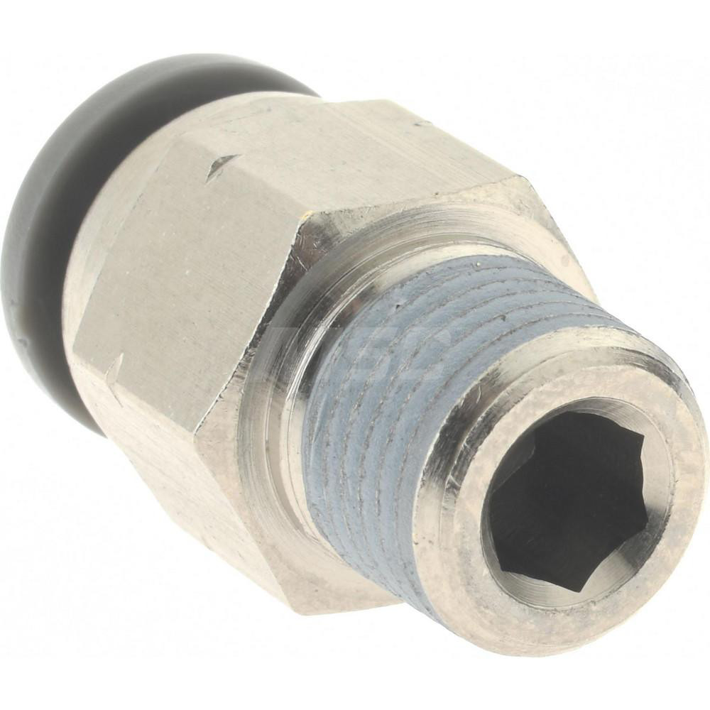 Norgren Push-to-Connect Tube x MNPT x Tube x Male Fitting: Straight Adapter, NPTF, 1/4" OD - C24250418