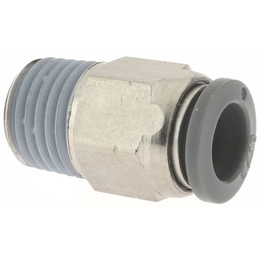 Norgren Push-to-Connect Tube x MNPT x Tube x Male Fitting: Straight Adapter, NPTF, 1/4" OD - C24250418