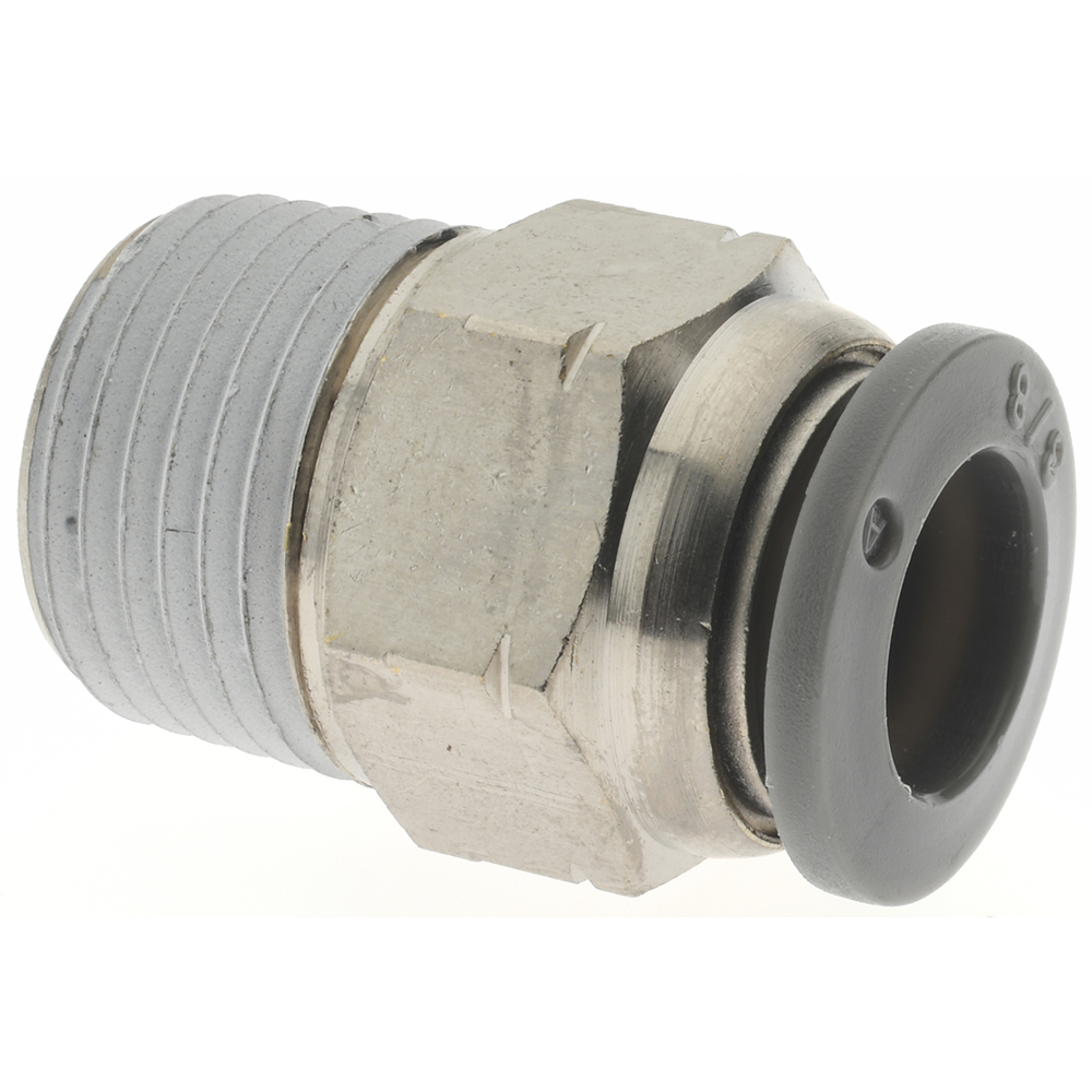 Norgren Push-to-Connect Tube x MNPT x Tube x Male Fitting: Straight Adapter, NPTF, 1/4" OD - C24250418
