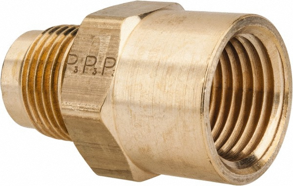 Parker Brass Flared Tube Female Connector: 1/4" OD, 1/4-18 Thread, 45 deg Flared Angle - 46F-4-4