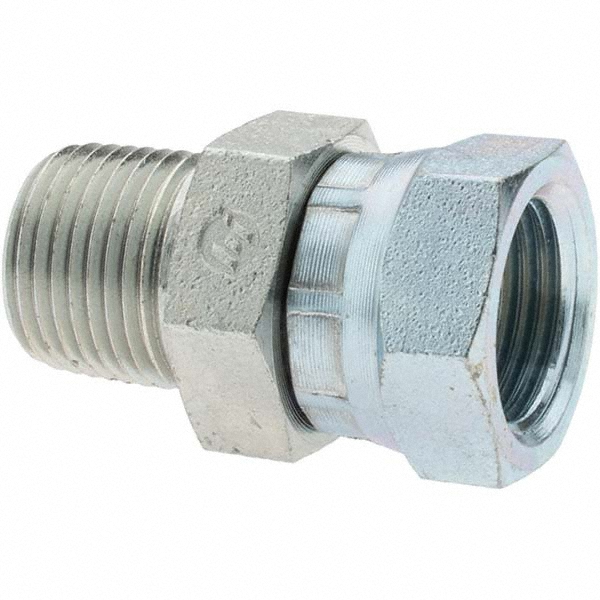 Brennan Industrial Pipe Straight Swivel Adapter: 3/4-14 Female Thread, 3/4-14 Male Thread, FNPSM x MNPTF - 10355