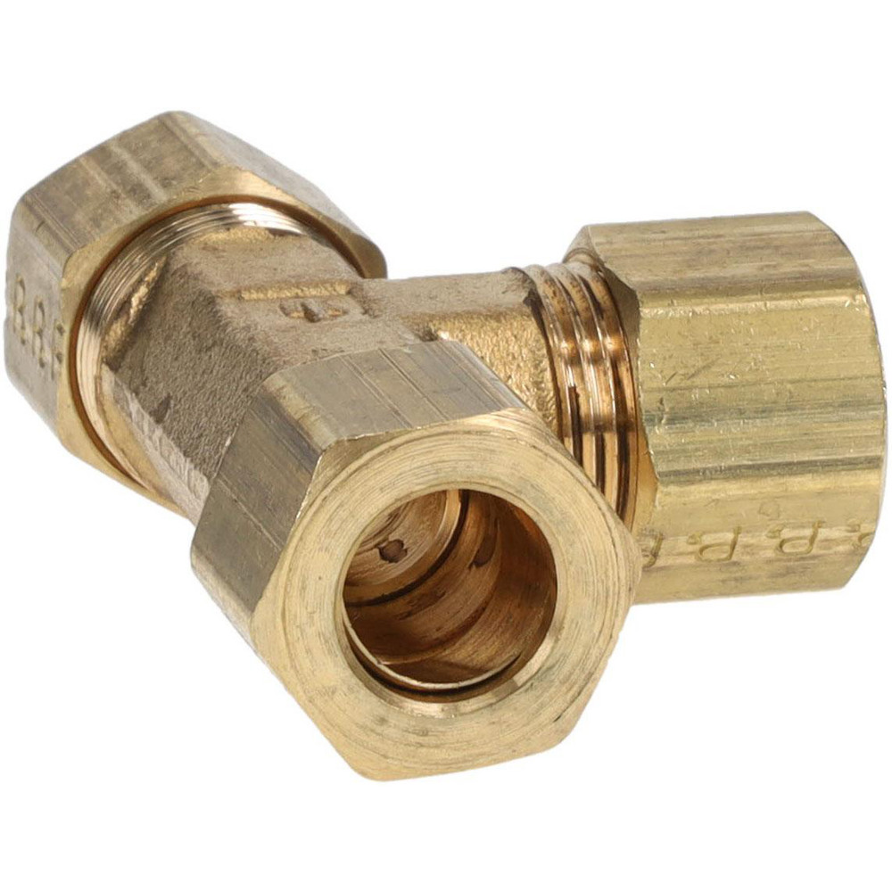 Parker Compression Tube Union Tee: 9/16-24, 3/8" Tube OD, Compression x Compression x Compression - 164C-6