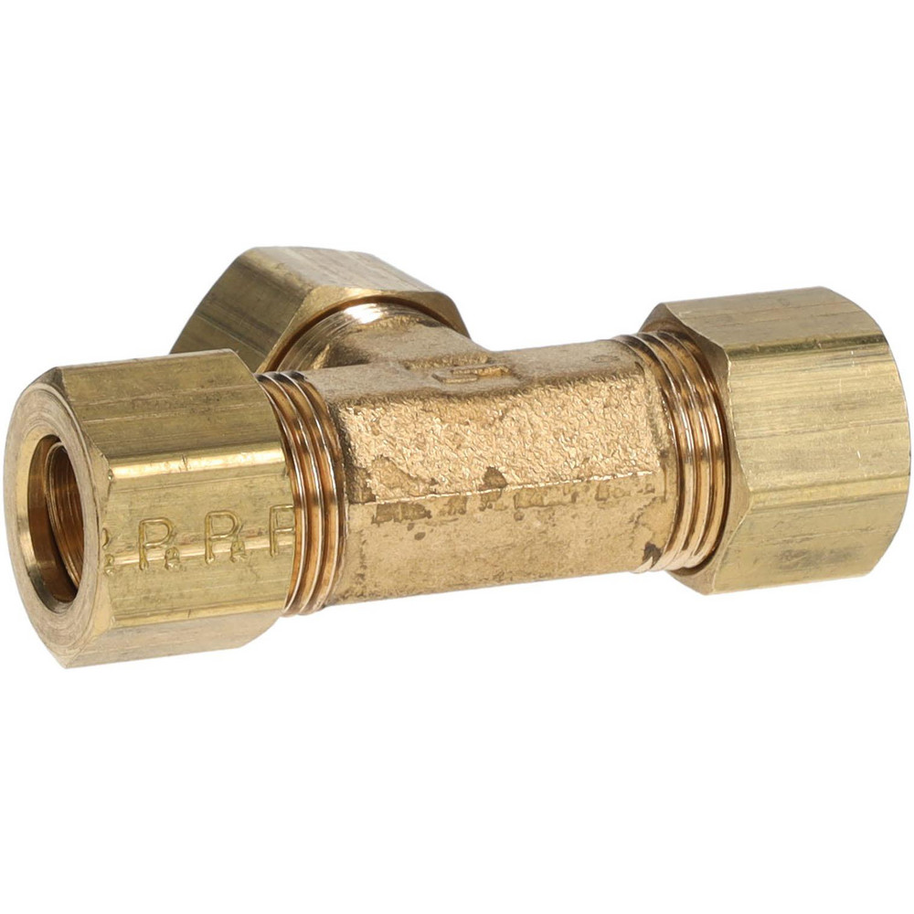 Parker Compression Tube Union Tee: 9/16-24, 3/8" Tube OD, Compression x Compression x Compression - 164C-6