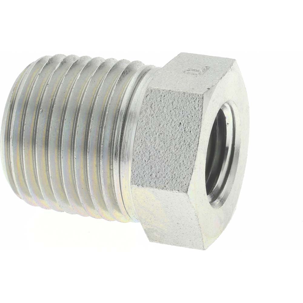 Parker Industrial Pipe Bushing: 1/4" Female Thread, 3/8" Male Thread, MNPTF x FNPTF - KP79107