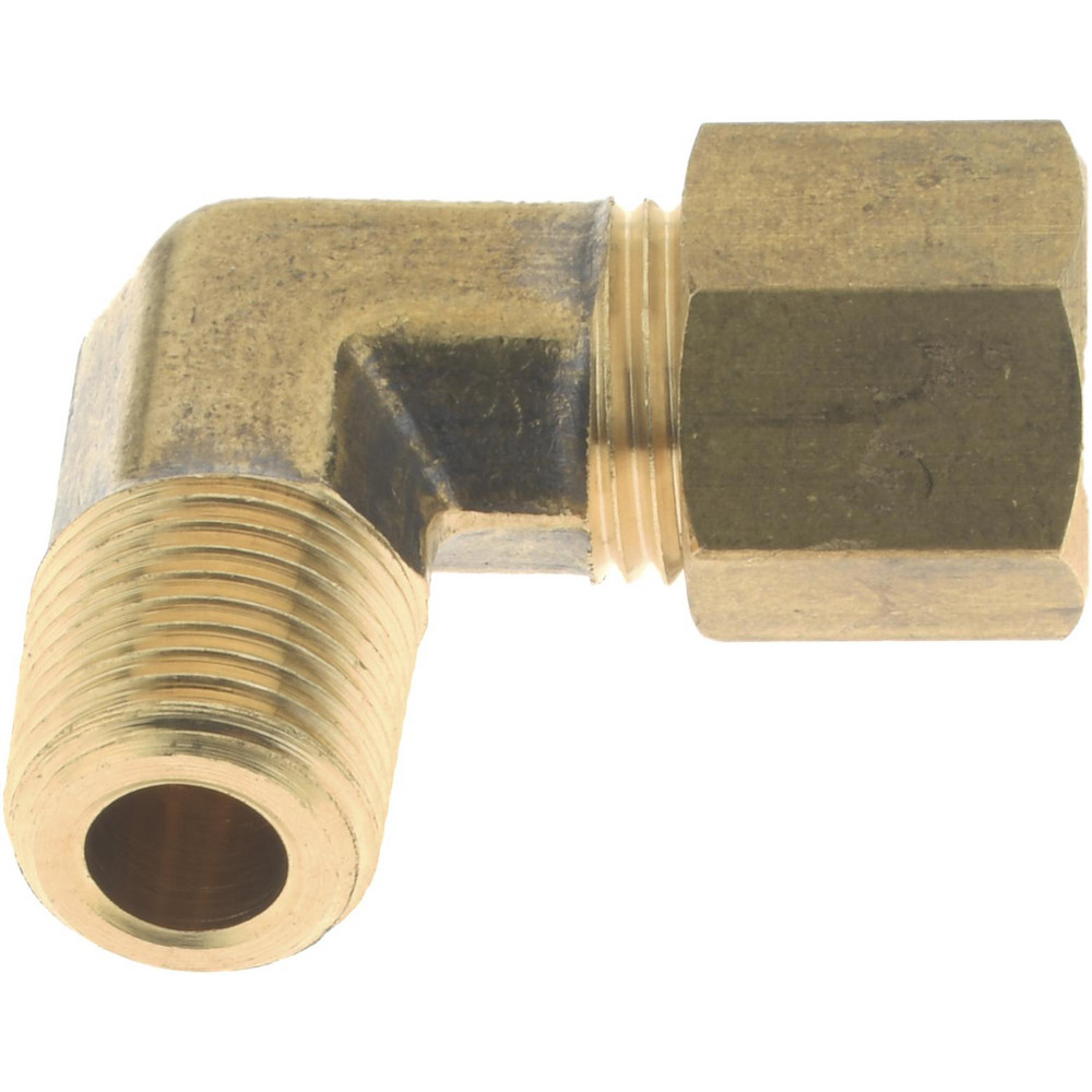 CerroBrass Compression Tube Male Elbow: 7/16-24, 1/4" Tube OD, Compression x MNPT - 18224