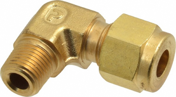 CerroBrass Compression Tube Male Elbow: 7/16-24, 1/4" Tube OD, Compression x MNPT - 18224