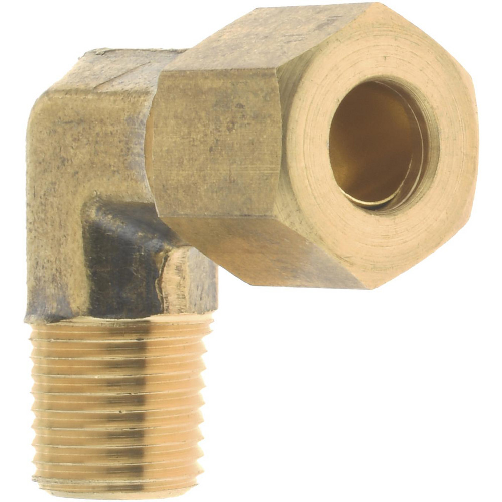CerroBrass Compression Tube Male Elbow: 7/16-24, 1/4" Tube OD, Compression x MNPT - 18224