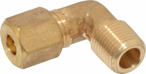 CerroBrass Compression Tube Male Elbow: 7/16-24, 1/4" Tube OD, Compression x MNPT - 18224